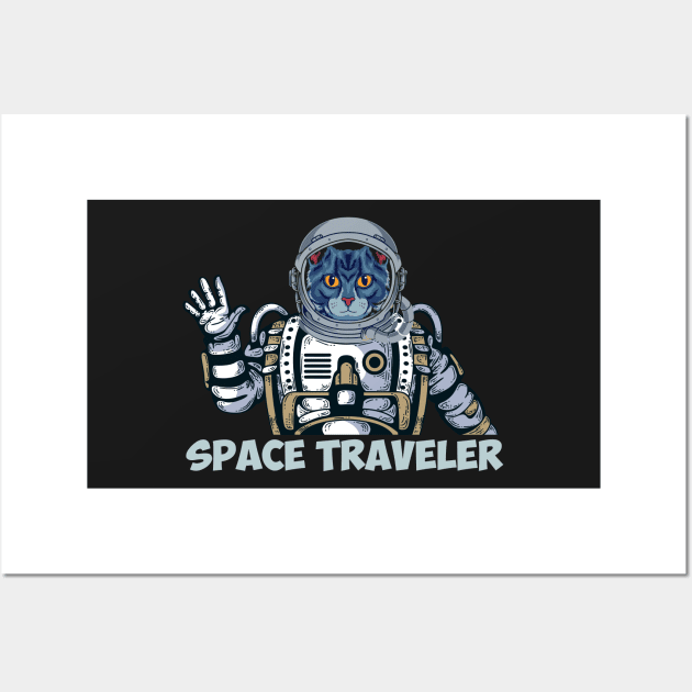 Cat space traveler Wall Art by D3monic